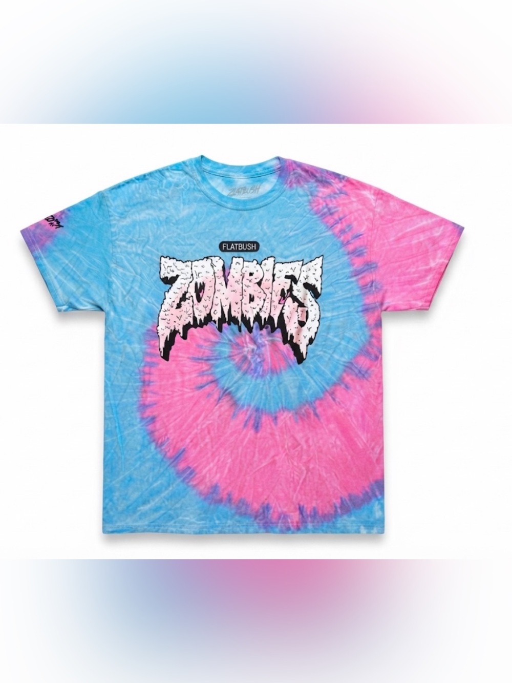 Flatbush Zombies T-Shirt Men's Large Blue Pink Tie Dye Graphic Hip Hop Rap Tee
